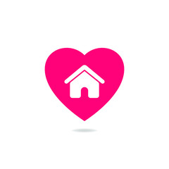 Home with heart icon design. Stay home sign concept. Vector illustration