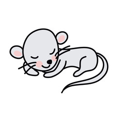 Chinese New Year kawaii zodiac animals clipart on a white background,Mouse, rat