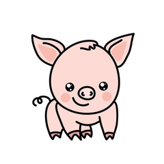 Obraz na płótnie Canvas Chinese New Year kawaii zodiac animals clipart on a white background, Pig, Piggy