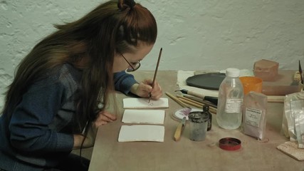 ceramic workshop. making ceramic tiles