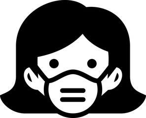 Woman Wearing N95 Respirator Mask Icon