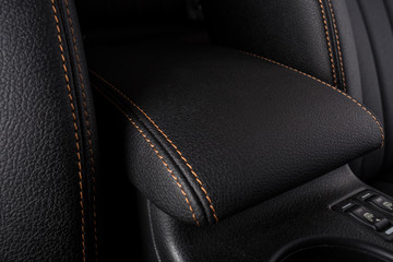 the interior of the car is covered with handmade genuine leather. Car leather black armrest. front...