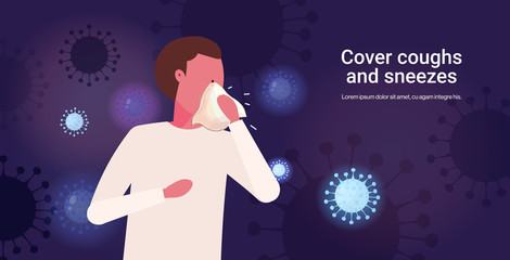 basic protective measures against coronavirus protect yourself cover cover coughs and sneezes important information guidance to stay healthy horizontal portrait copy space vector illustration