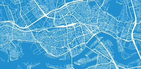 Poster Rotterdam Stedelijke vector stadsplattegrond van Rotterdam, Nederland