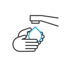 Wash your hands vector icon. Vector line art illustration.