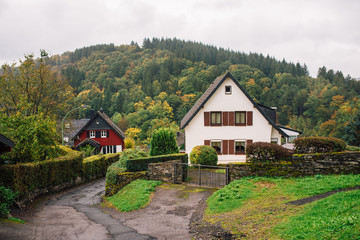 Fototapeta na wymiar Monschau, Germany beautiful historic houses in a picturesque town