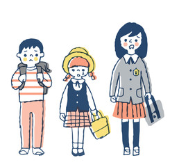 困っている表情の子供3人