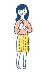 困っている表情の若い女性
