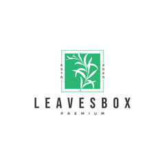 square logo with leaf Vector design template