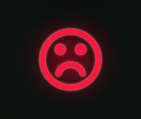 sad face in red neon light