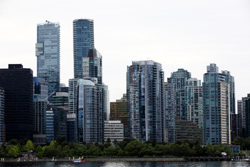 Vancouver, America - August 18, 2019: Vancouver view from Stanley Park, Vancouver, America