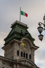 Fototapeta na wymiar Clocktower in the Piazza Unita in Trieste, Italy