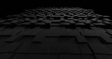 Abstract Landscape Cube with Disordered Formation on Dark background. 3D Rendering Illustration