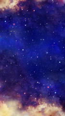 Beautiful dark blue sky, starry night. Social media history design template. Abstract astrological background with copy space. Magic cosmic space for the design of banners, cards and posters.