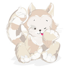 Illustration of the red cat on a white background