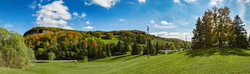 Beautiful panoramic view of the Kelso conservation area in Milton, Ontario, Canada