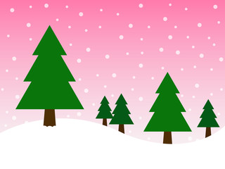 Christmas tree on snow and pink background in merry christmas festival. Illustration EPS10