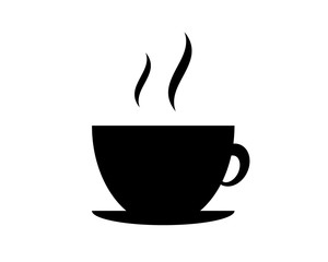 Hot coffee black icon vector or Illustration or logo isolate on white background. Flat style icon