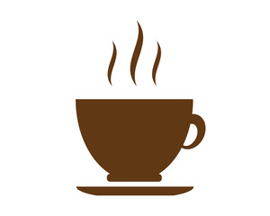 Hot coffee brown icon vector or Illustration or logo isolate on white background. Flat style icon
