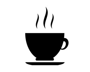 Hot coffee black icon vector or Illustration or logo isolate on white background. Flat style icon