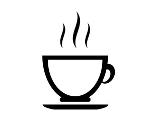Hot coffee black icon vector or Illustration or logo isolate on white background. Flat style icon