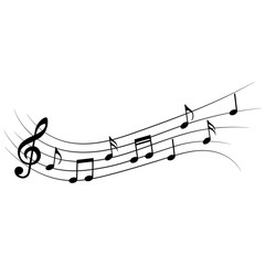 Music notes, white background, vector illustration.