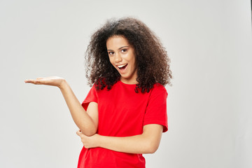 young woman pointing at something