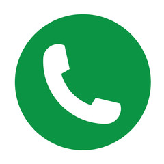 White phone icon symbol in trendy flat style isolated on green background. Telephone logo and vector illustration, EPS10.