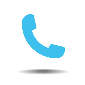 Blue phone icon symbol in trendy flat style isolated on white background. Telephone logo and vector illustration, EPS10.