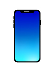 Smartphone outline, mobile phone with colorful display isolated on white background.