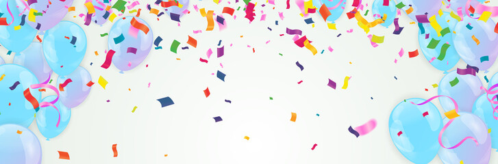 Realistic glossy Birthday poster with flying balloons. EPS 10