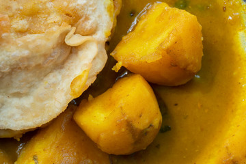 kachori with alur dom , a famous Bengali dish.