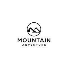 Illustration Simple Mountain Logo with modern lake Design Vector