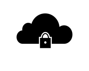 Cloud sync icon flat symbol for lock security data. Vector illustration EPS10