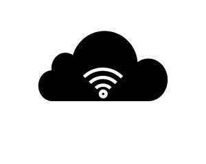 Cloud sync icon flat symbol with wifi. Vector illustration EPS10