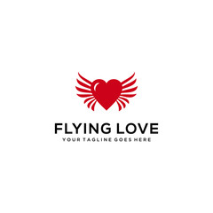 Modern love/heart fly with wings logo vector