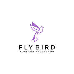 Luxury bird with nature leaf logo template vector icon.