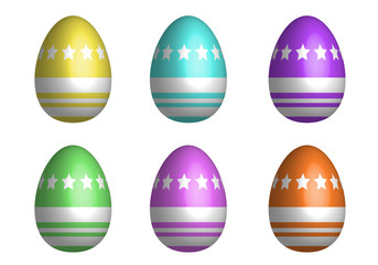 Mix Easter eggs for Easter holidays line star pattern in colorful and 3D design isoleted in white background