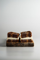 Ice cream sandwich with banana bread and vanilla ice cream