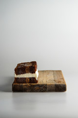 Ice cream sandwich with banana bread and vanilla ice cream