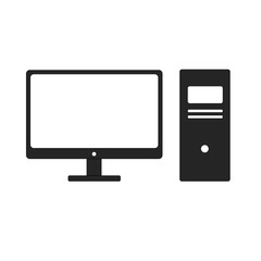 Computer and widescreen monitor icon on white background. PC symbol. Flat Vector illustration EPS10.
