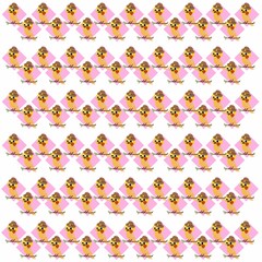 Yellow Birds Use Hat While Biting Flower, Cute Illustration, Cartoon Funny Character, Pattern Wallpaper 