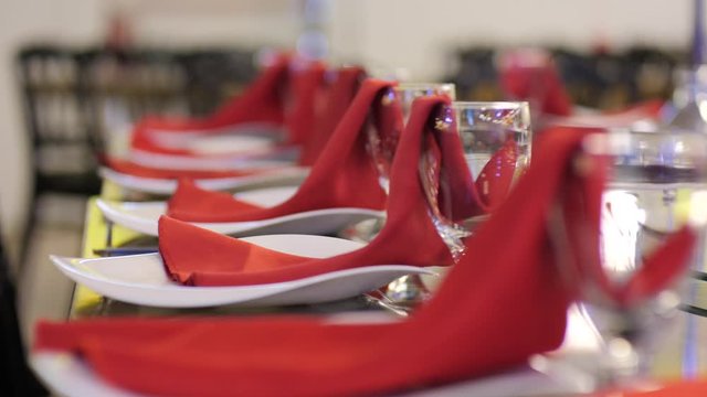 Beautiful restaurant interior table decoration for wedding or event. Flower , gless Wedding Table Decoration/ Autumn colors