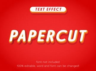 Editable text effect papercut colorful fun style vector template letter type