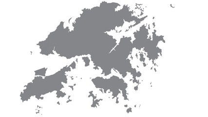 Hong Kong map with gray tone on  white background,illustration,textured , Symbols of Hong Kong