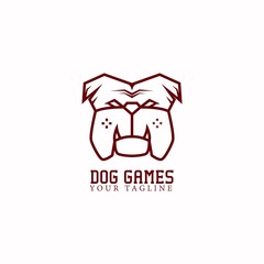 bulldog game logo. console stick game with dog face logo