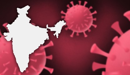 India  corona virus update with  map on corona virus background,report new case,total deaths,new deaths,serious critical,active cases,total recovered,virus spread  Wuhan China to worldwide,outbreak