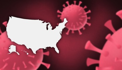 USA corona virus update with  map on corona virus background,report new case,total deaths,new deaths,serious critical,active cases,total recovered,virus spread  Wuhan China to worldwide,outbreak