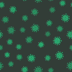 Coronavirus bacteria seamless pattern. Pandemic virus design texture background.