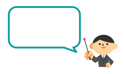 ビジネス　プレゼン　会議　スーツ　人物　男性　吹き出し